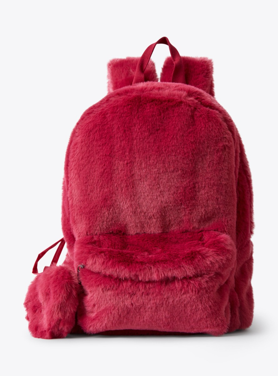 Backpack in fuchsia-pink faux fur - Fuchsia | Il Gufo
