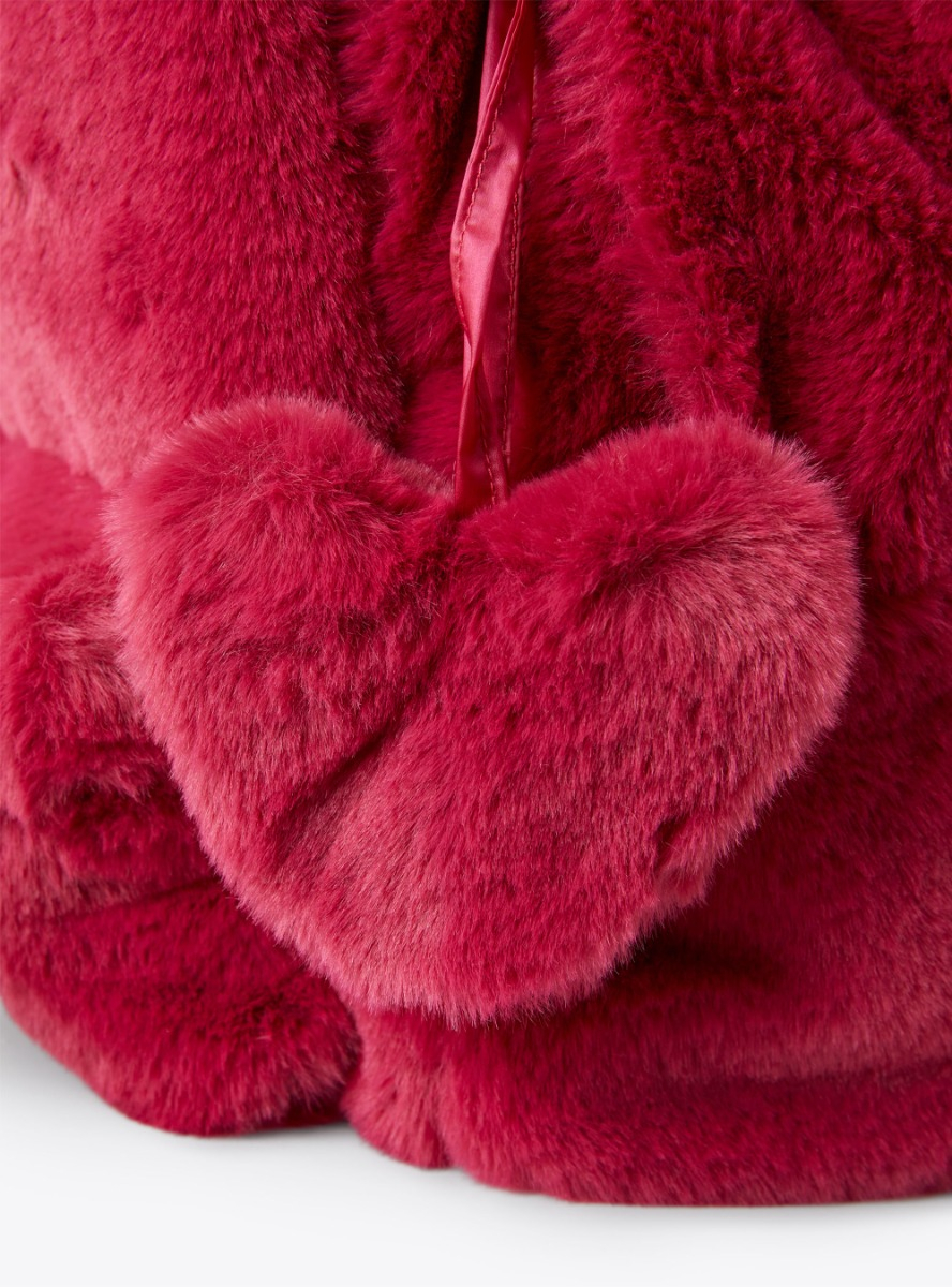 Backpack in fuchsia-pink faux fur - Fuchsia | Il Gufo