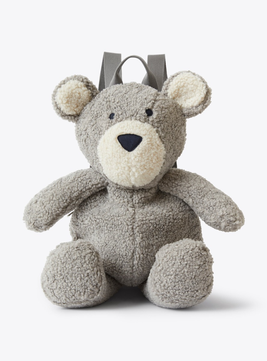 Teddy bear backpack in teddy fur - Grey | Il Gufo