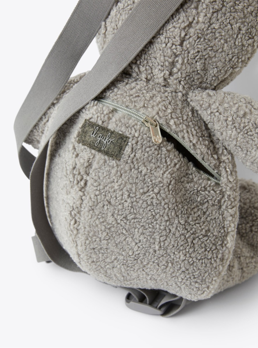 Teddy bear backpack in teddy fur - Grey | Il Gufo