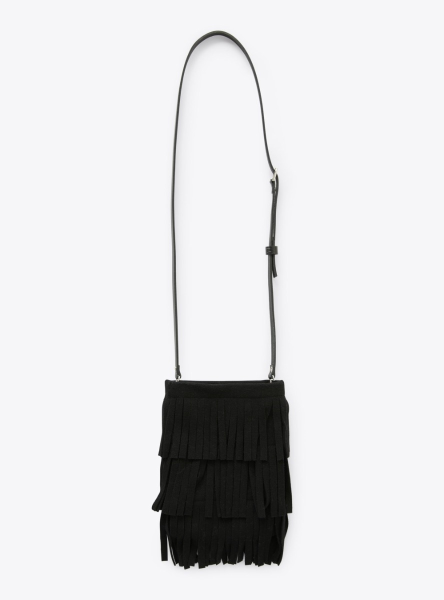 Fringed cell-phone holder in black - Black | Il Gufo