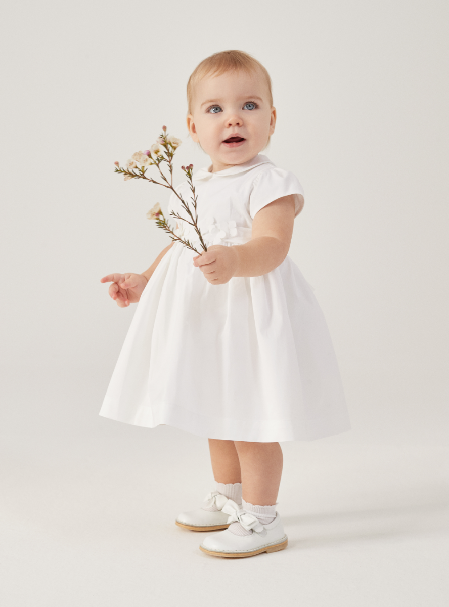 Baby girls’ dress in sateen - White | Il Gufo