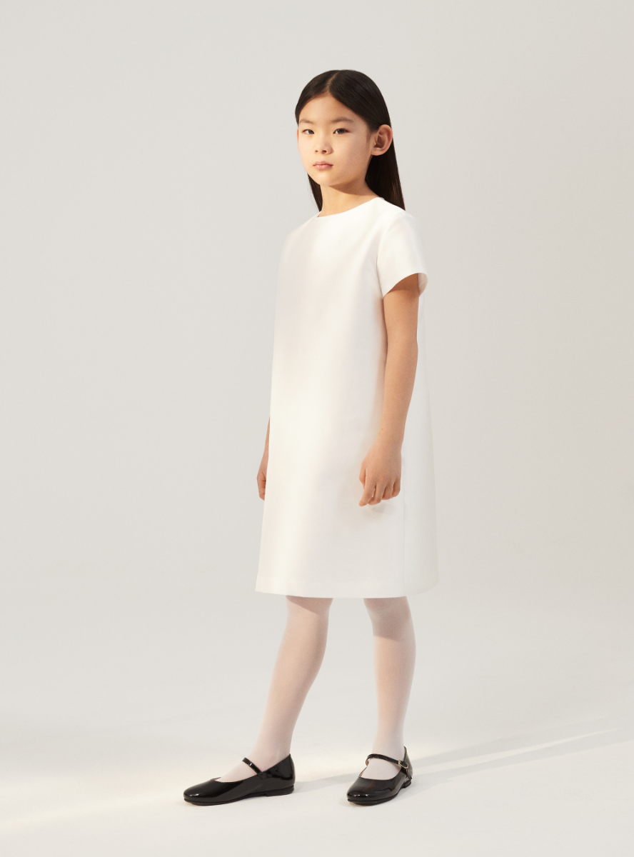 Kurzärmeliges Kleid aus Mikado - Weiss | Il Gufo