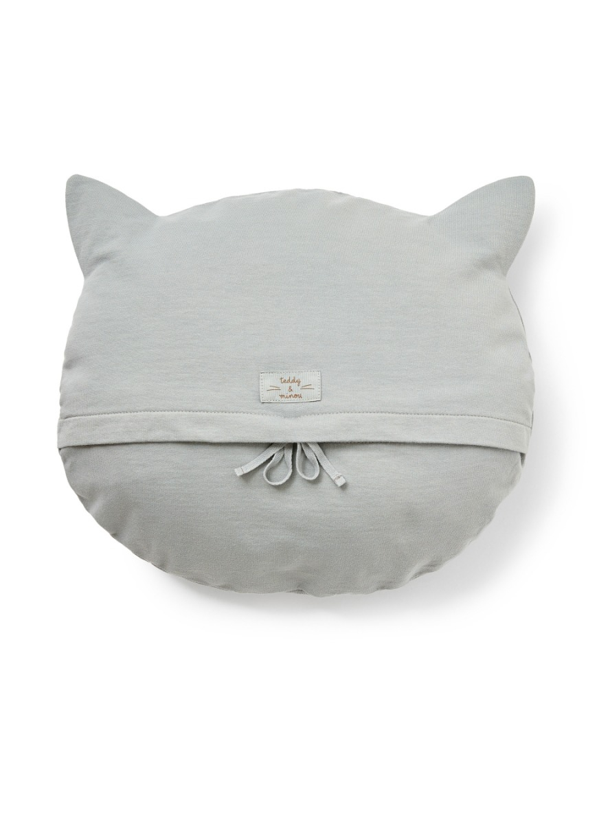 Grey cotton cat cushion - Grey | Il Gufo