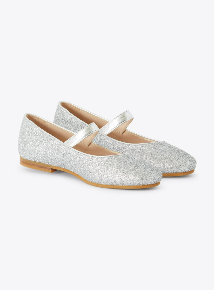 Flat shoes with silver glitter - Grey | Il Gufo