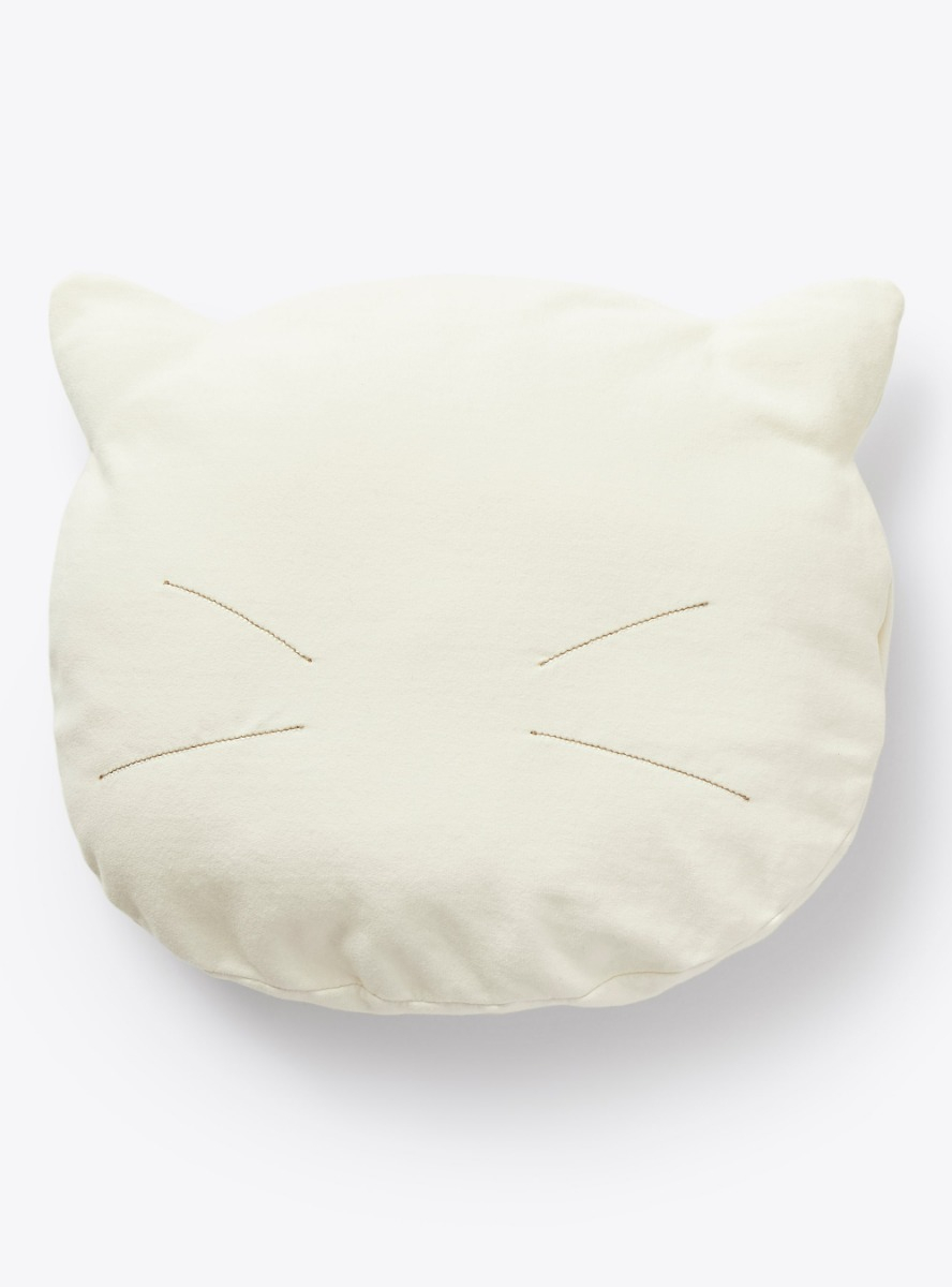 Cream fleece cat cushion - White | Il Gufo