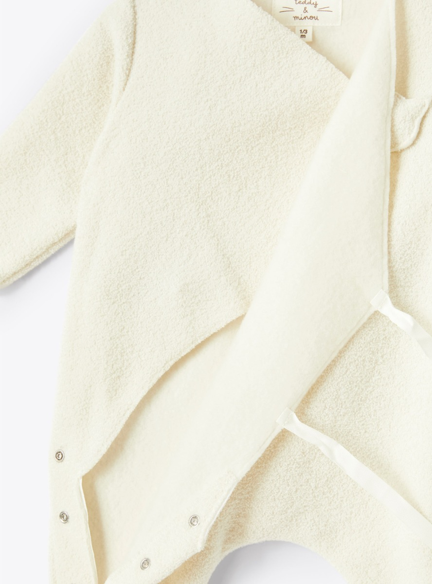 Kimono fleecy terry cloth bodysuit - White | Il Gufo