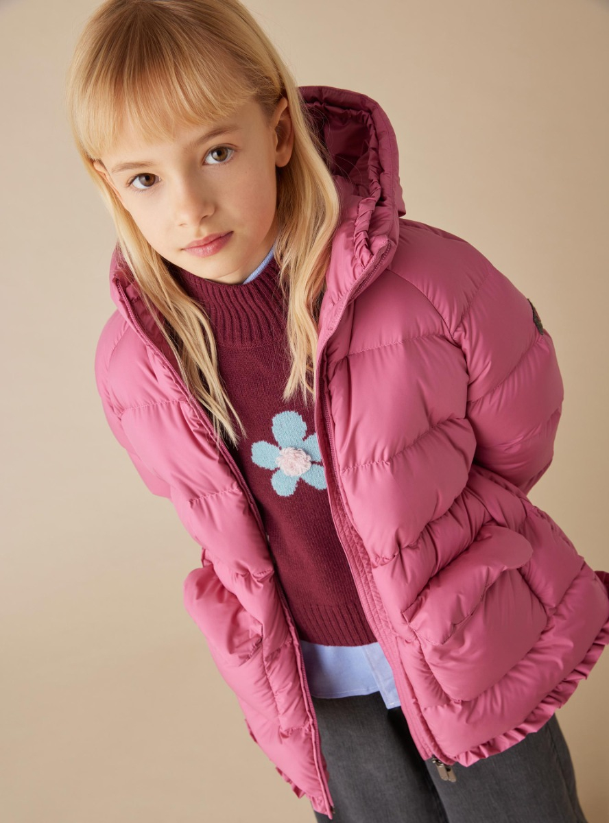 Long hooded down jacket - Pink | Il Gufo