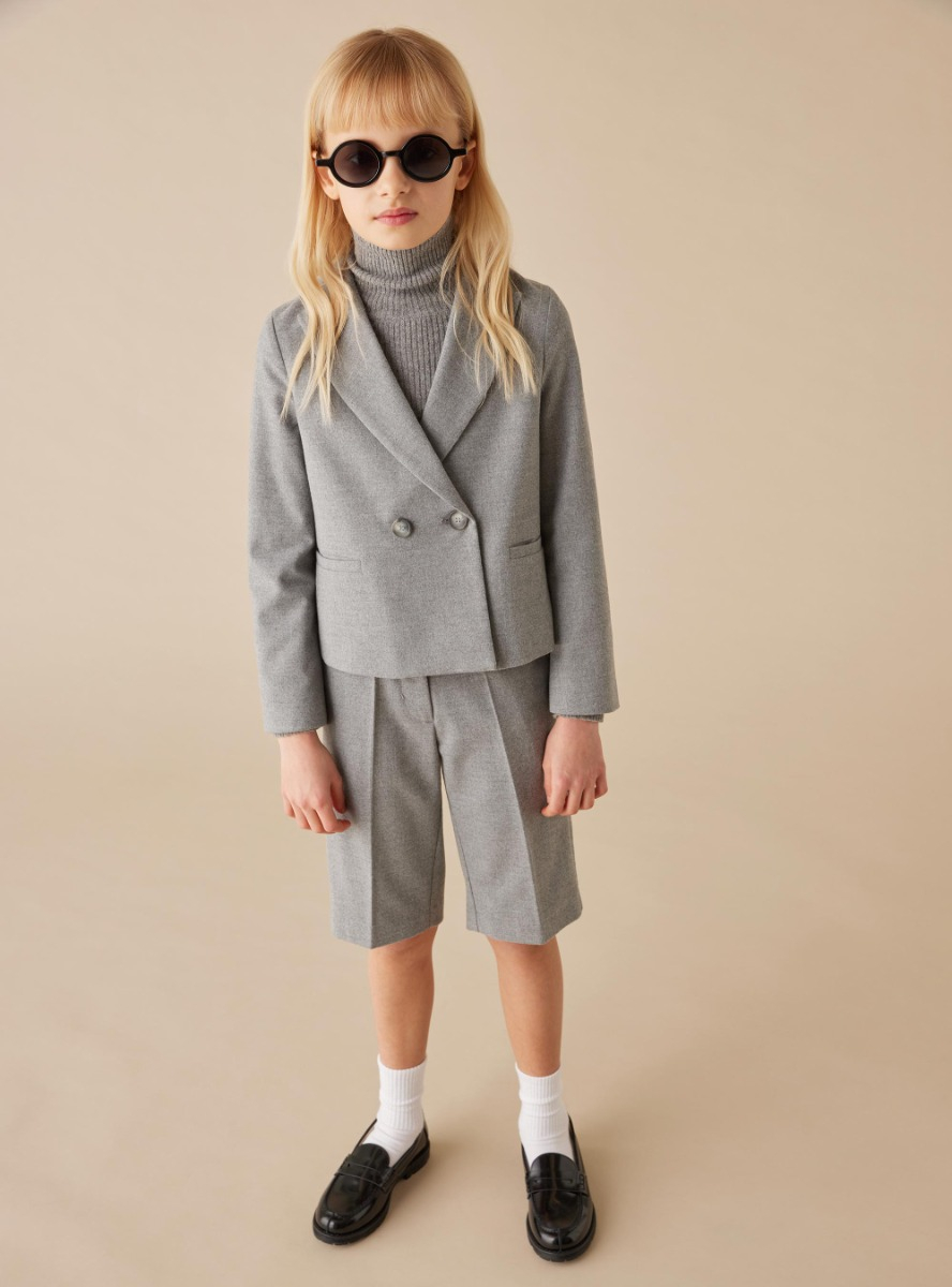 Blazer doppiopetto in tecno lana - Grigio | Il Gufo