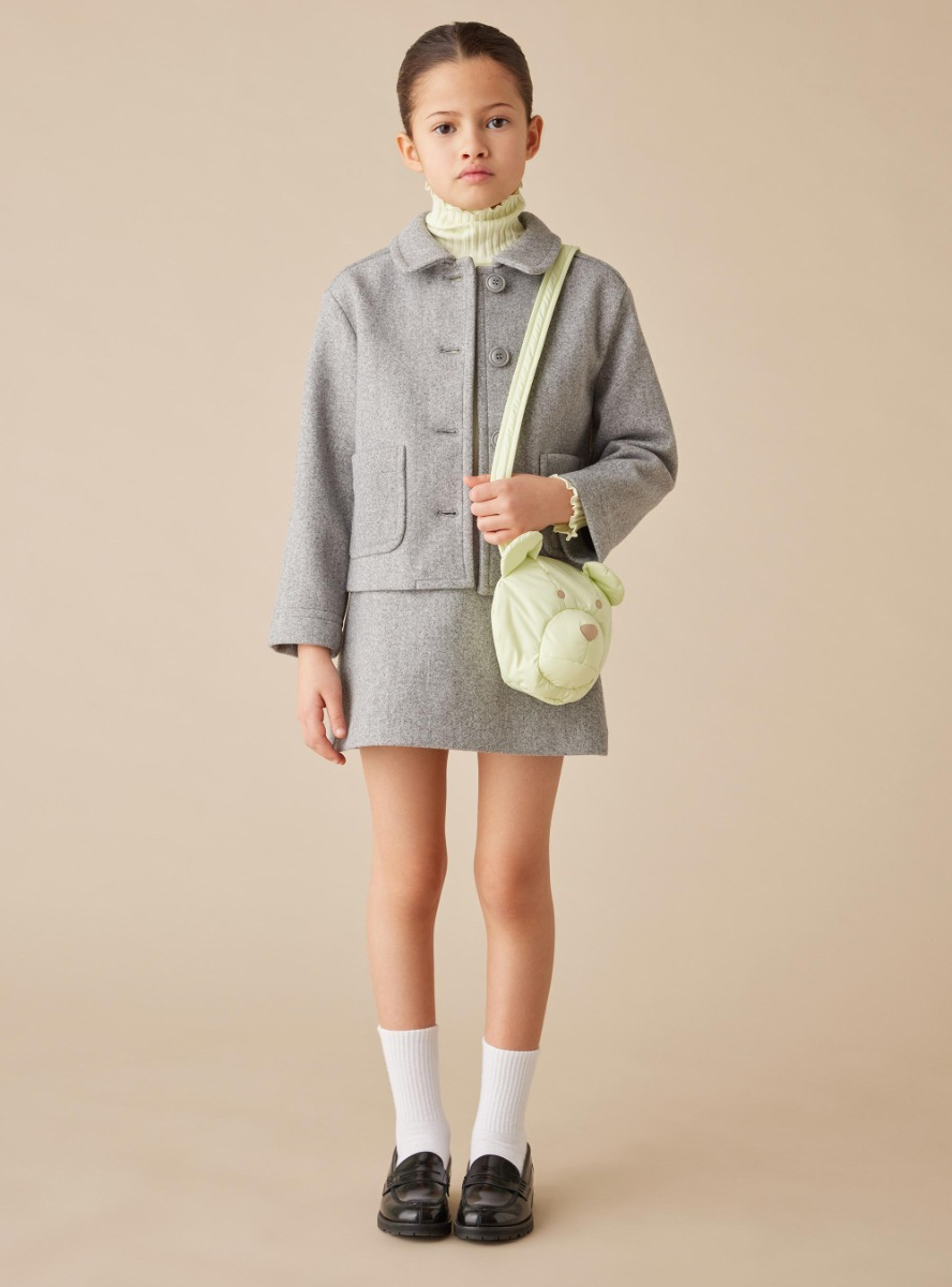 Boxy jacket in techno-wool - Grey | Il Gufo