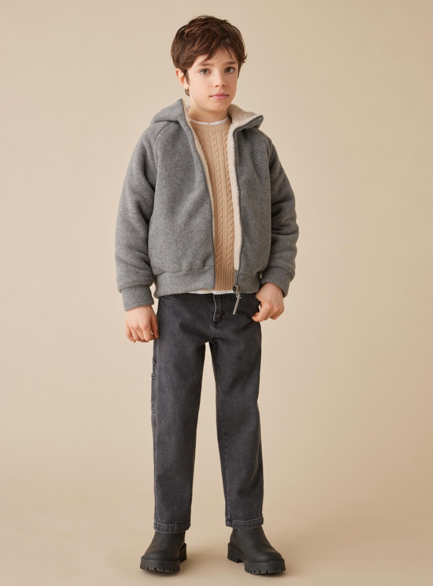 Reversible fleece jacket - Grey | Il Gufo