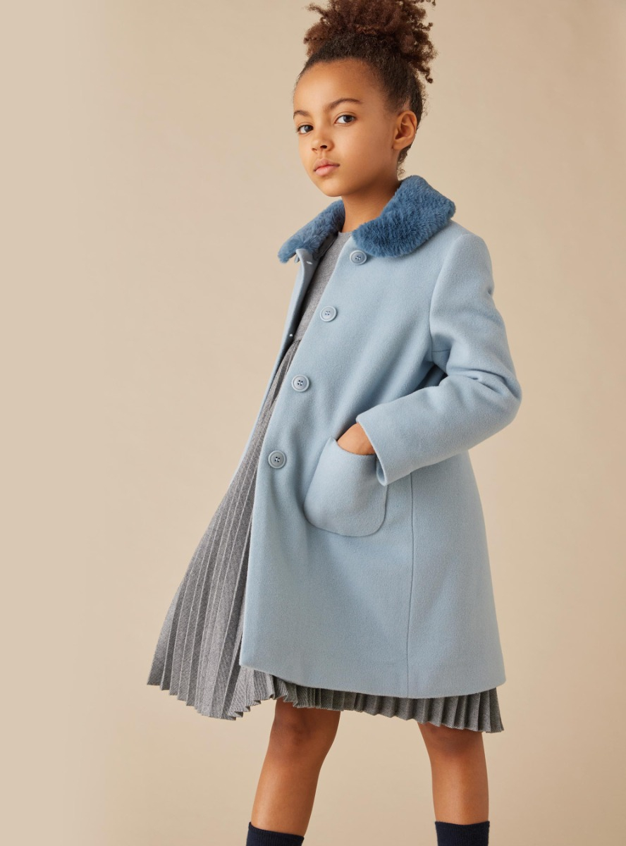 Cappotto in misto lana e cashmere - Azzurro | Il Gufo