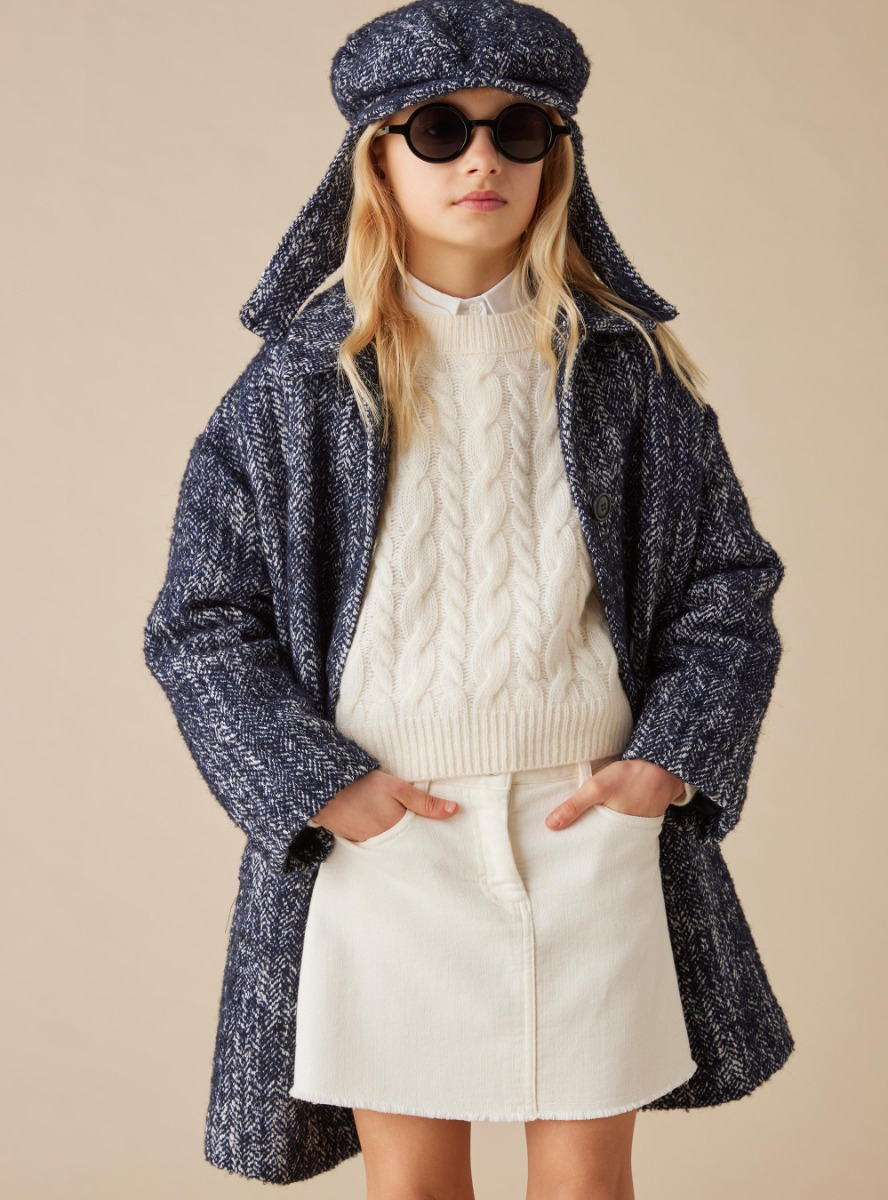 Cappotto in tweed - Blu | Il Gufo