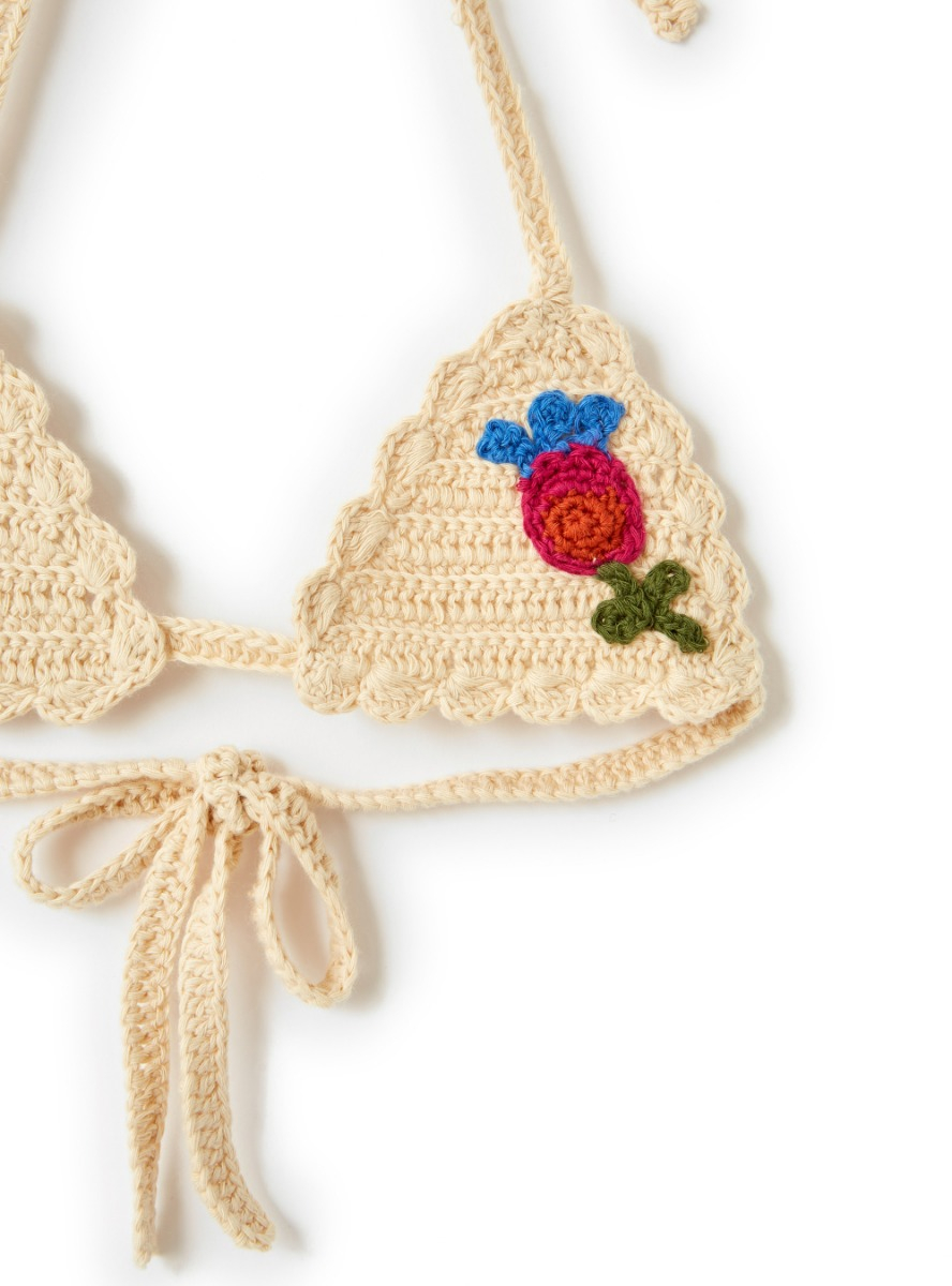 Crochet swimsuit with flowers - Beige | Il Gufo