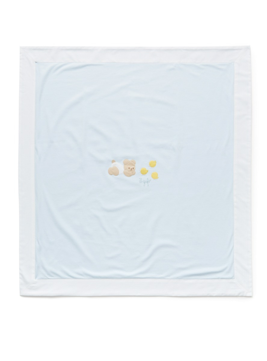 Jersey blanket with application - Blue | Il Gufo