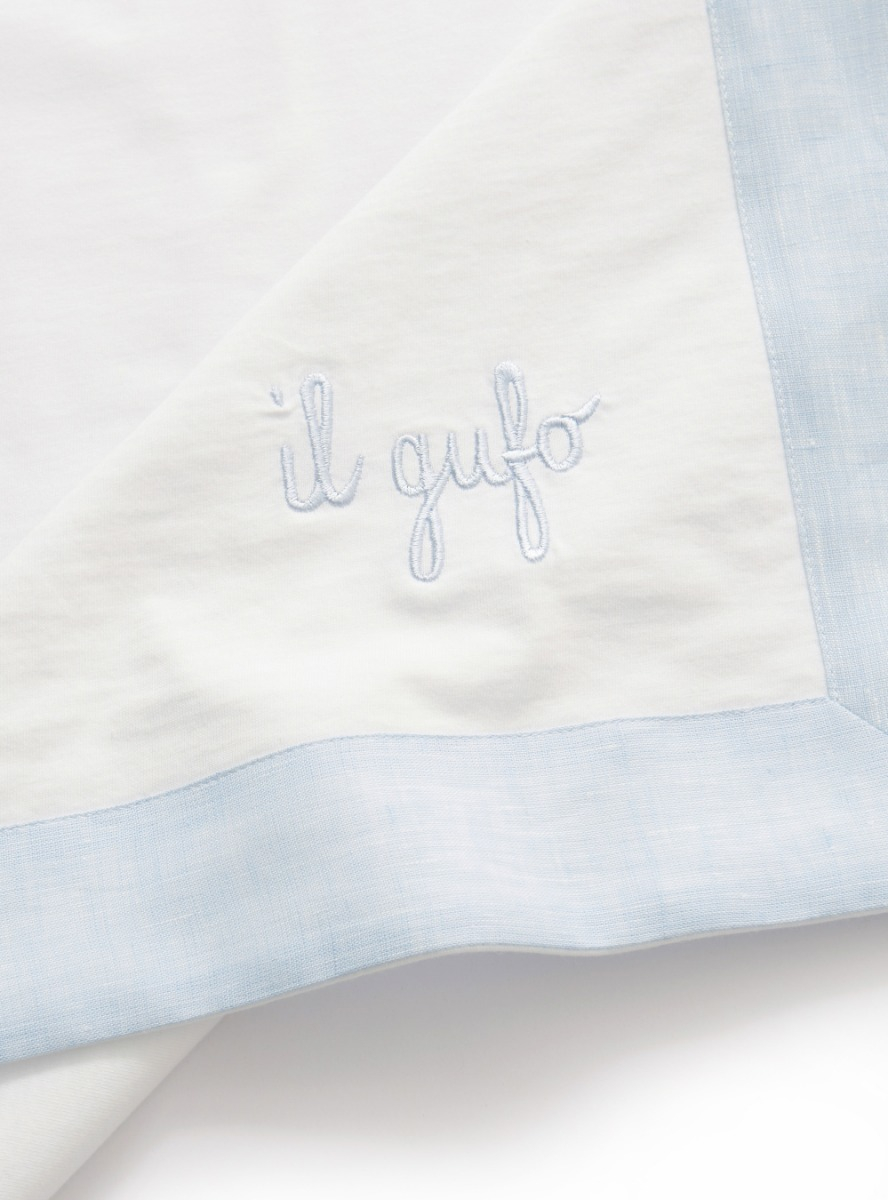 Blanket for cradle with light blue profile - Blue | Il Gufo