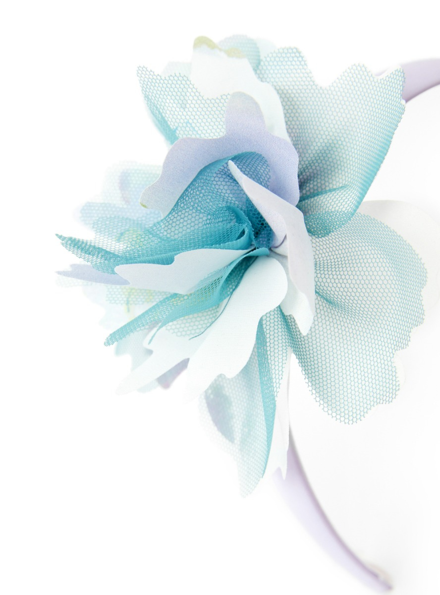 Lilac headband with maxi flower - Blue | Il Gufo