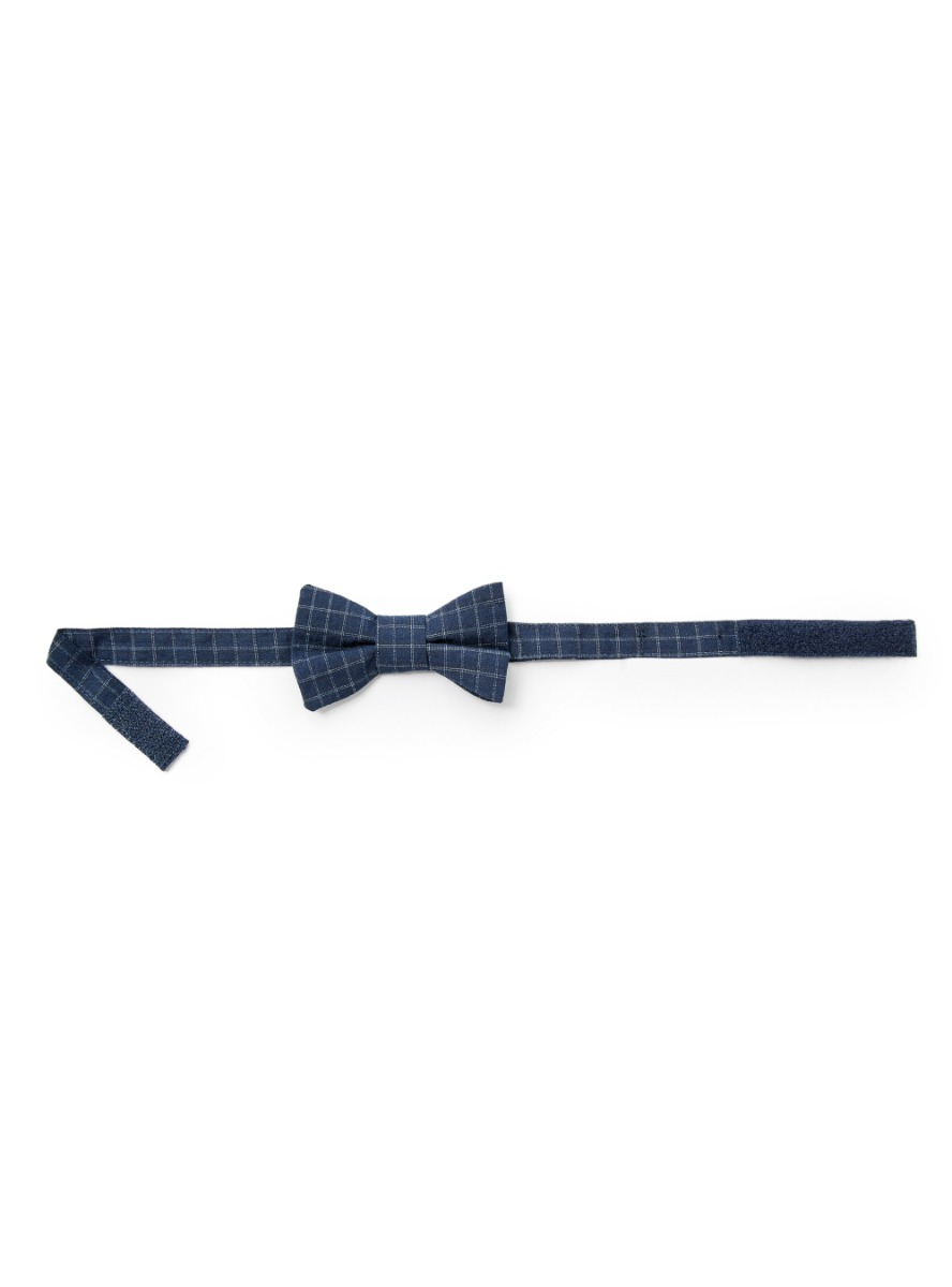 Striped seersucker bow tie - Blue | Il Gufo