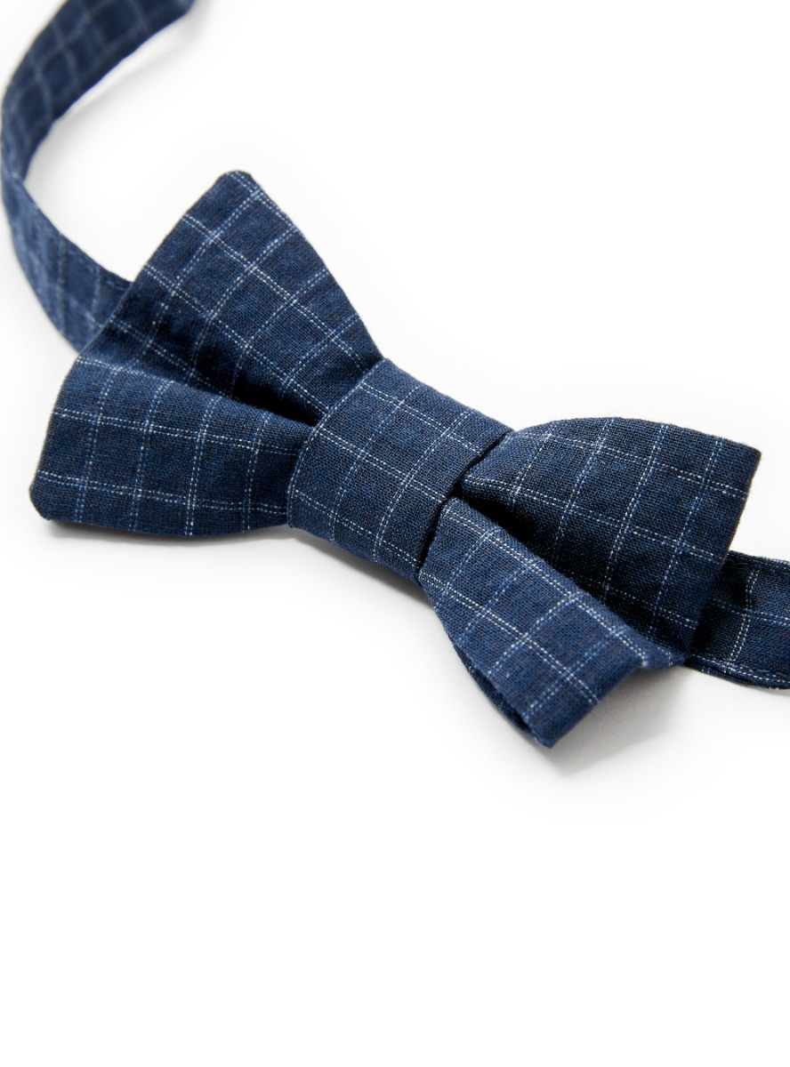 Striped seersucker bow tie - Blue | Il Gufo