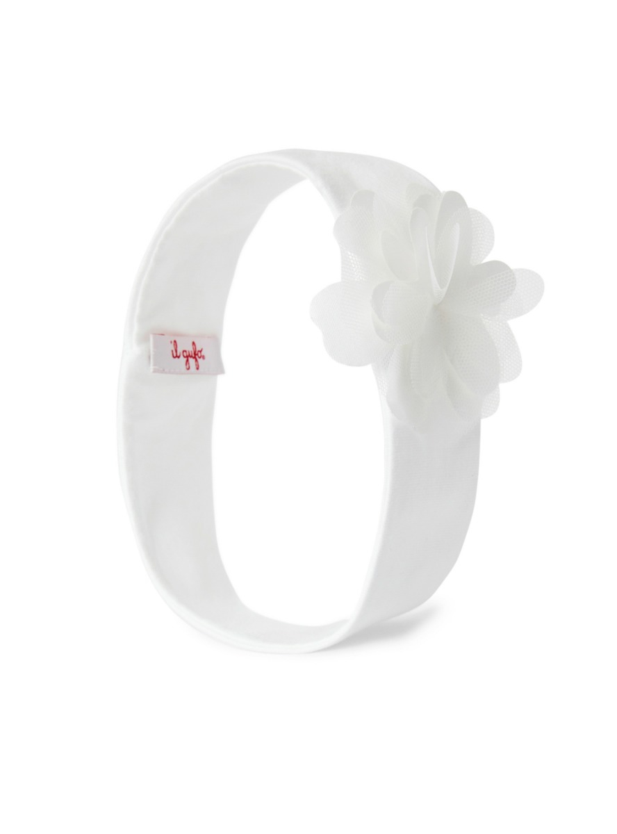 Baby girl headband with flower - White | Il Gufo