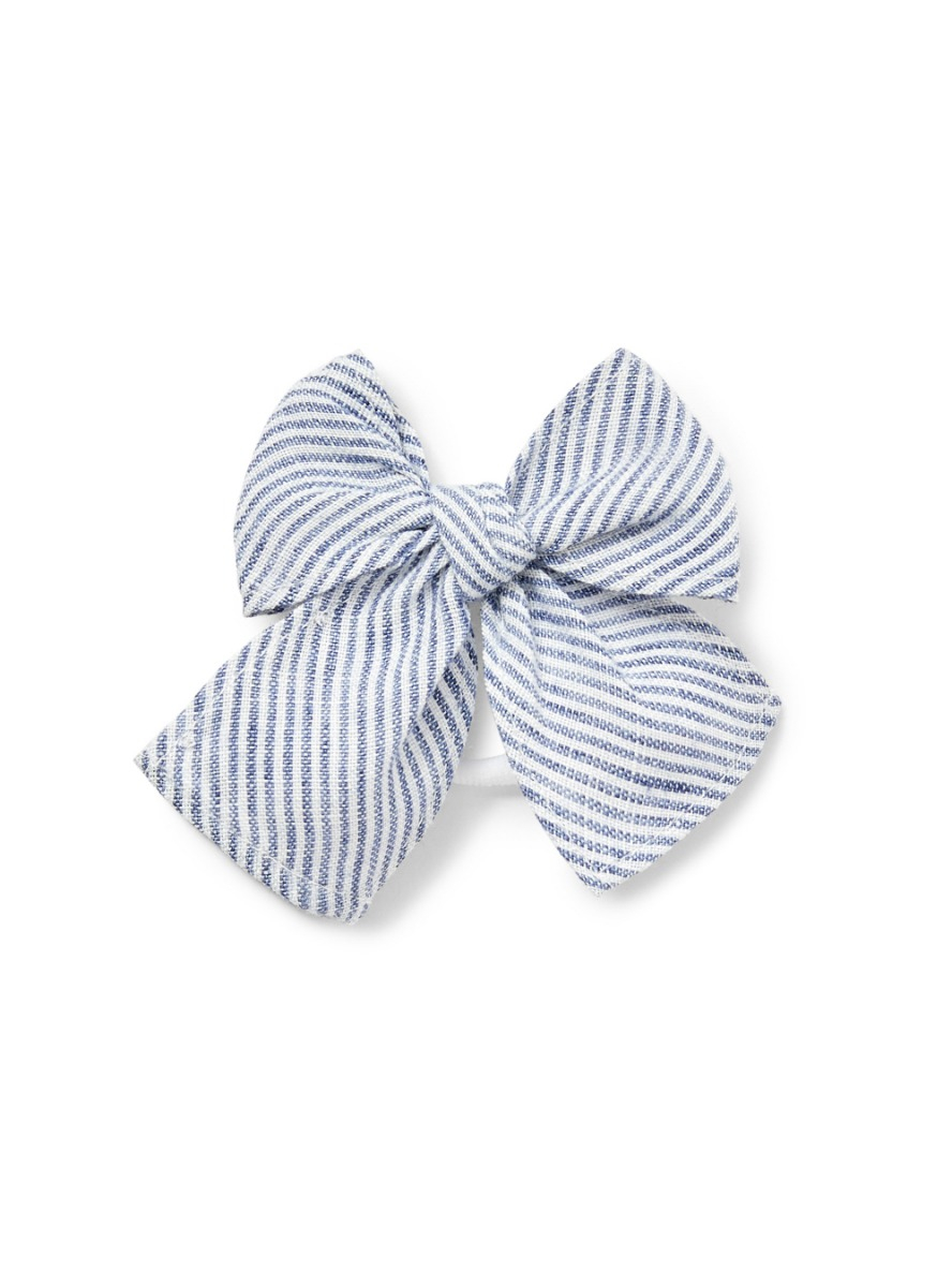 Hair elastic with striped bow - Blue | Il Gufo