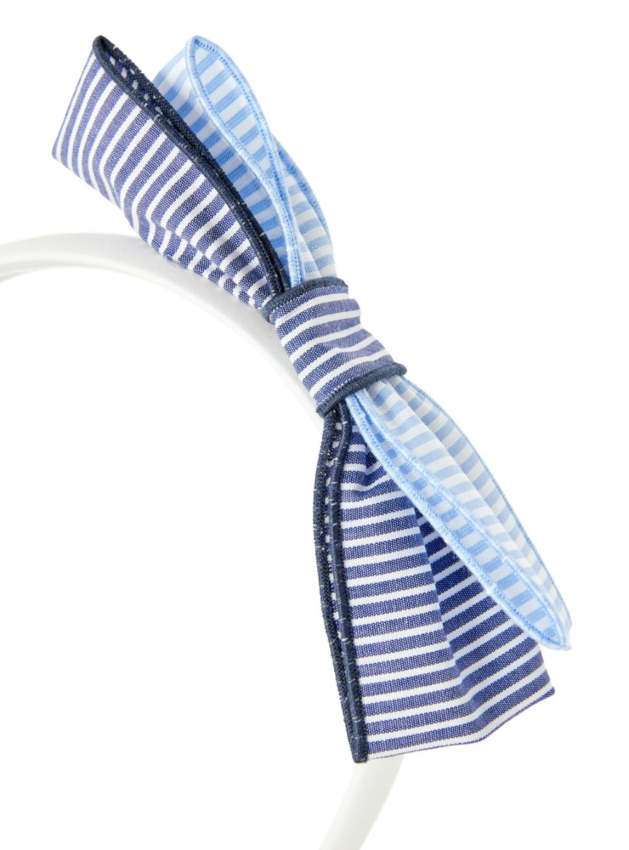 Headband with striped bow - Blue | Il Gufo