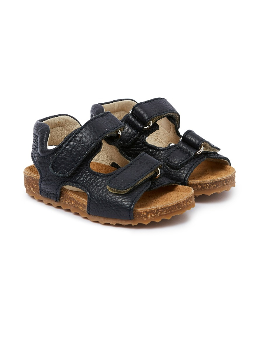 Leather sandals with Velcro straps - Blue | Il Gufo