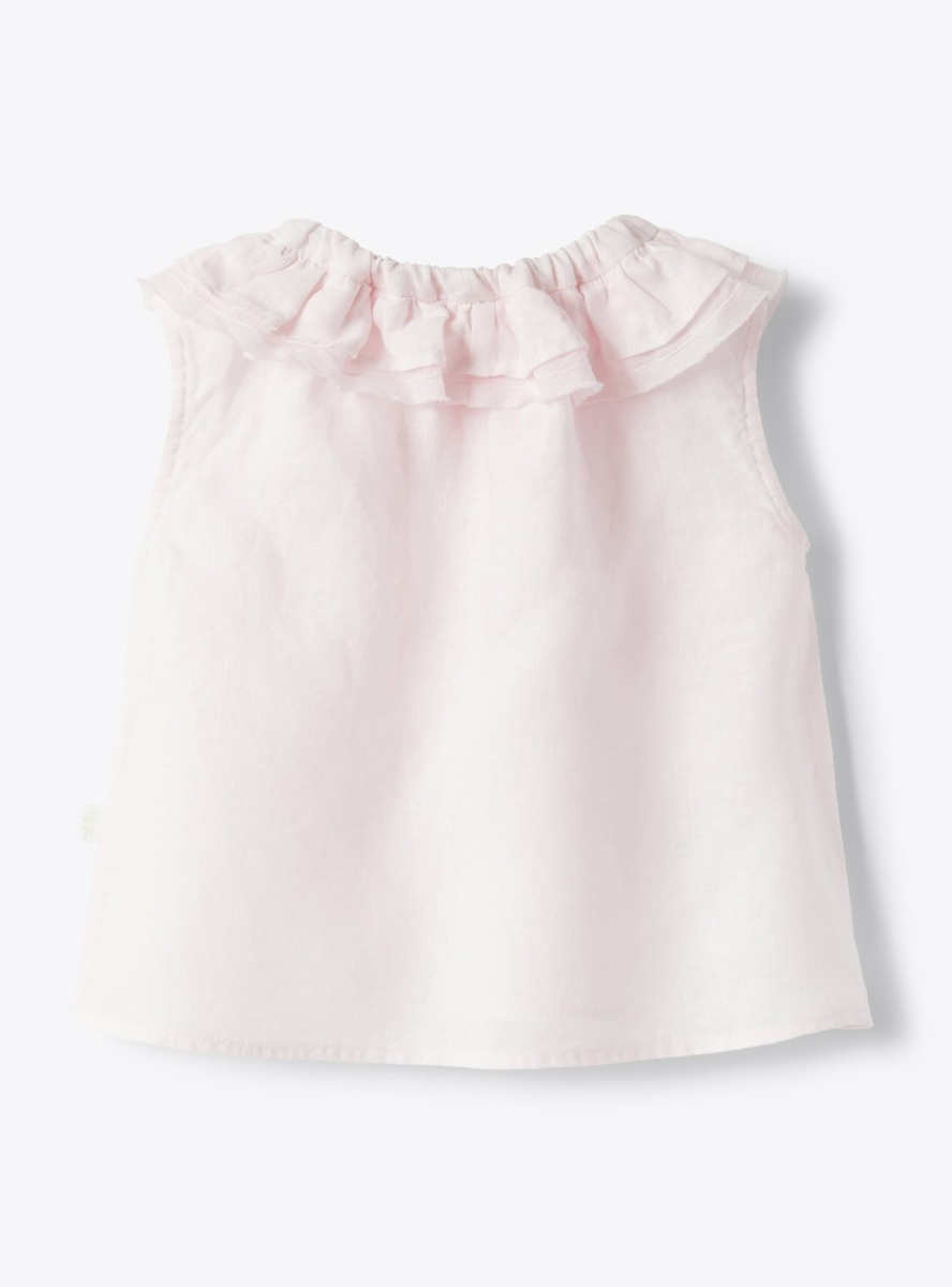 Ärmelloses Leinentop - Rose | Il Gufo