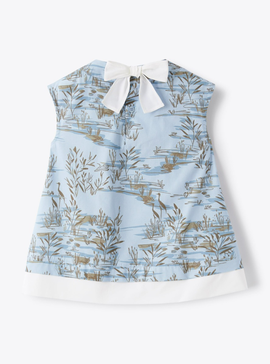Poplin shirt in an exclusive print pattern - Light blue | Il Gufo
