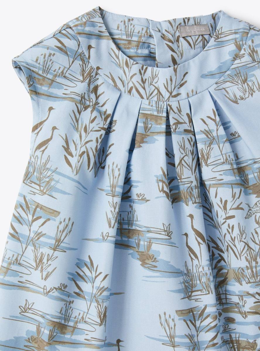 Poplin shirt in an exclusive print pattern - Light blue | Il Gufo