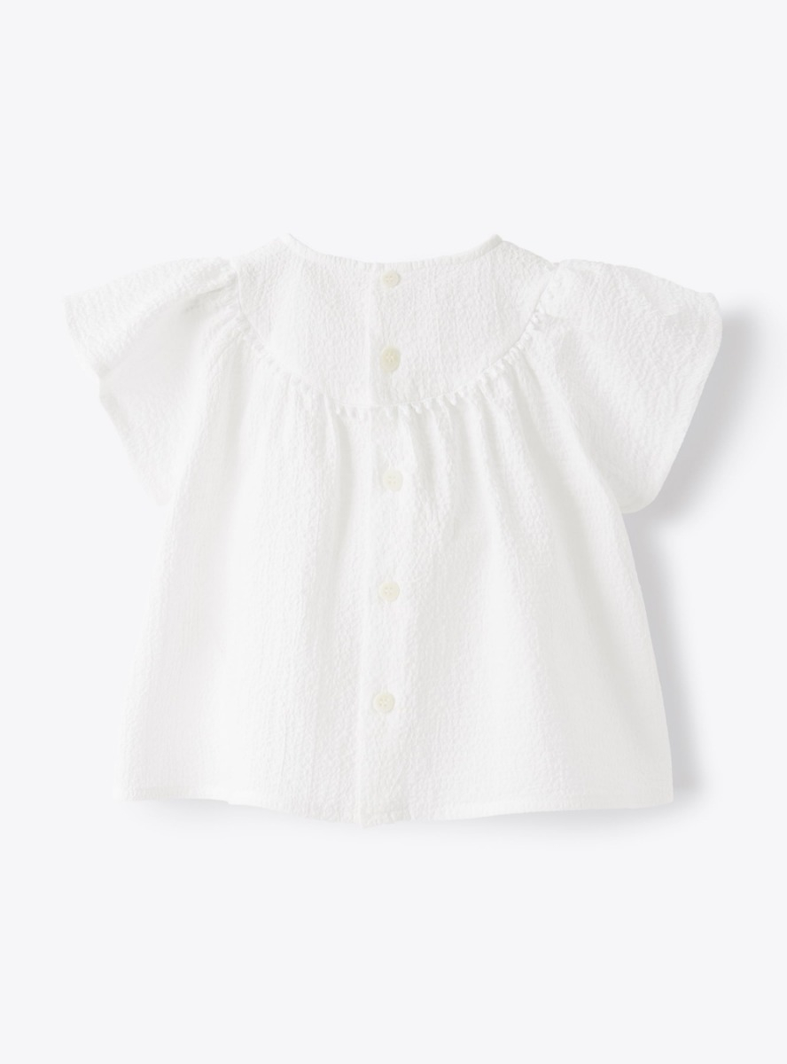 Top in textured white cotton - White | Il Gufo