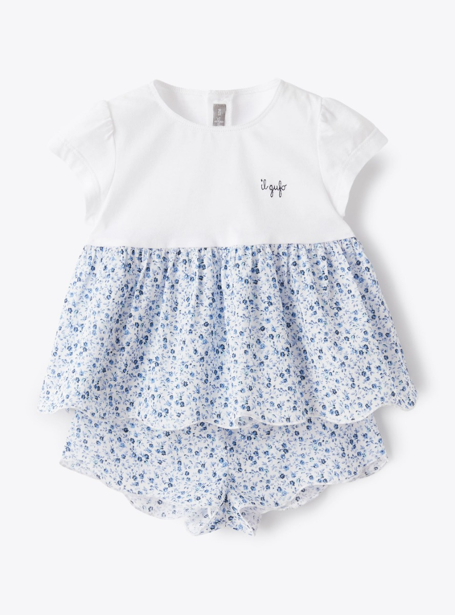 Two-piece set with floral print - Light blue | Il Gufo