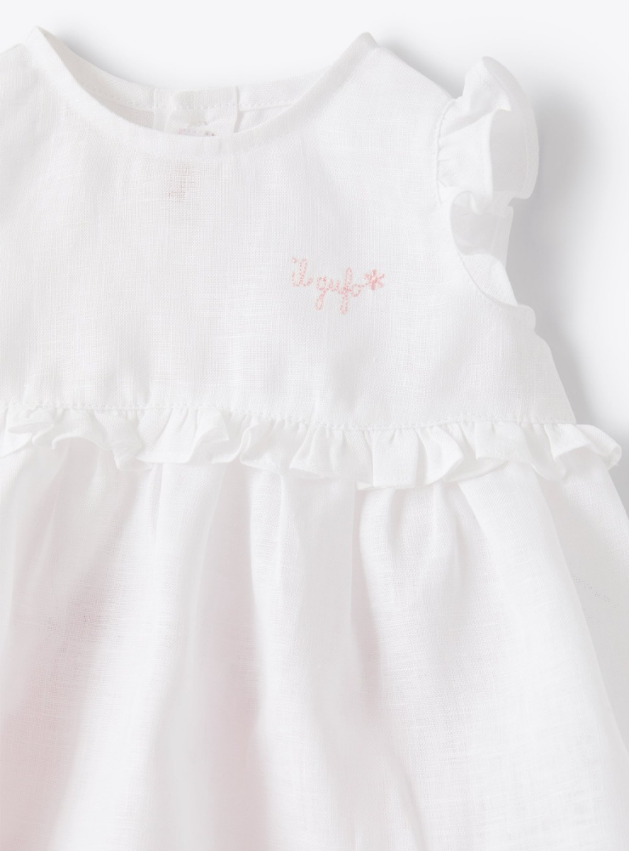 Baby girls’ two-piece set in linen - White | Il Gufo