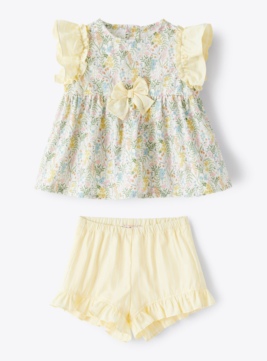 Baby girls’ two-piece set with a floral print - Green | Il Gufo
