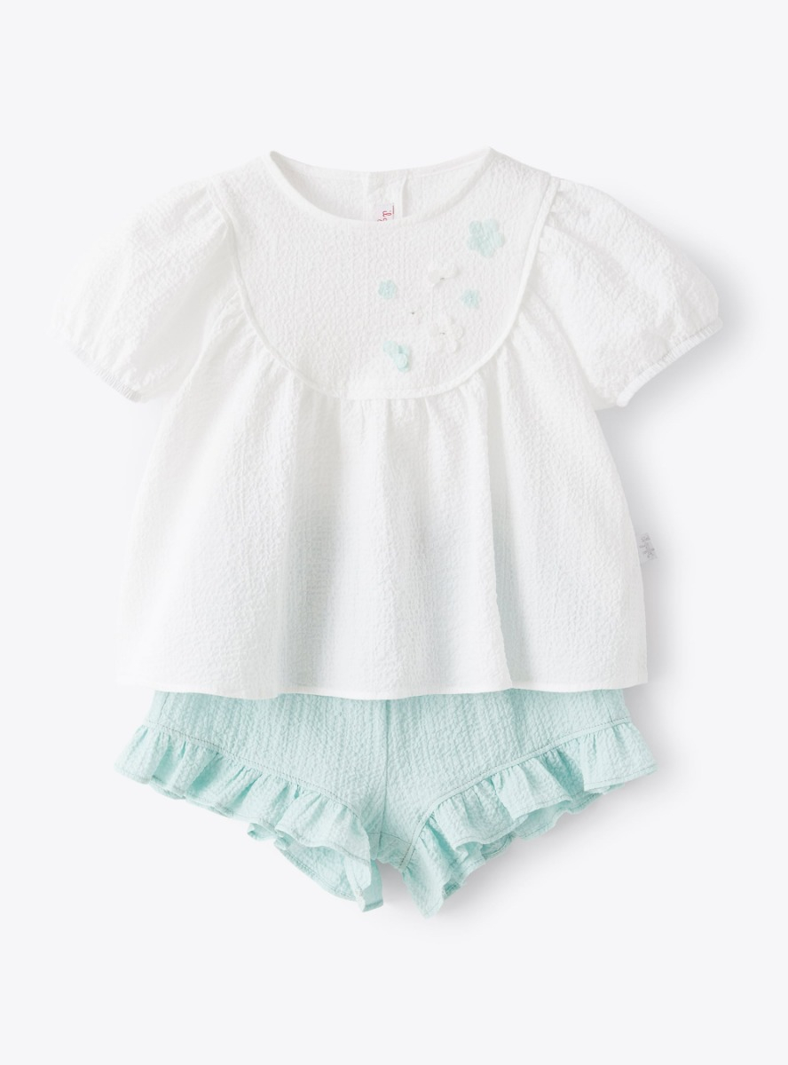 Baby girls’ two-piece set in textured cotton - Two-piece sets - Il Gufo