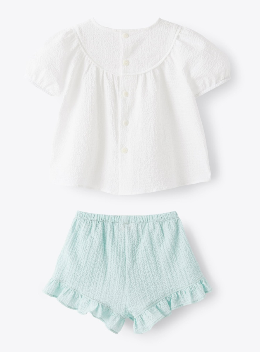 Baby girls’ two-piece set in textured cotton - White | Il Gufo