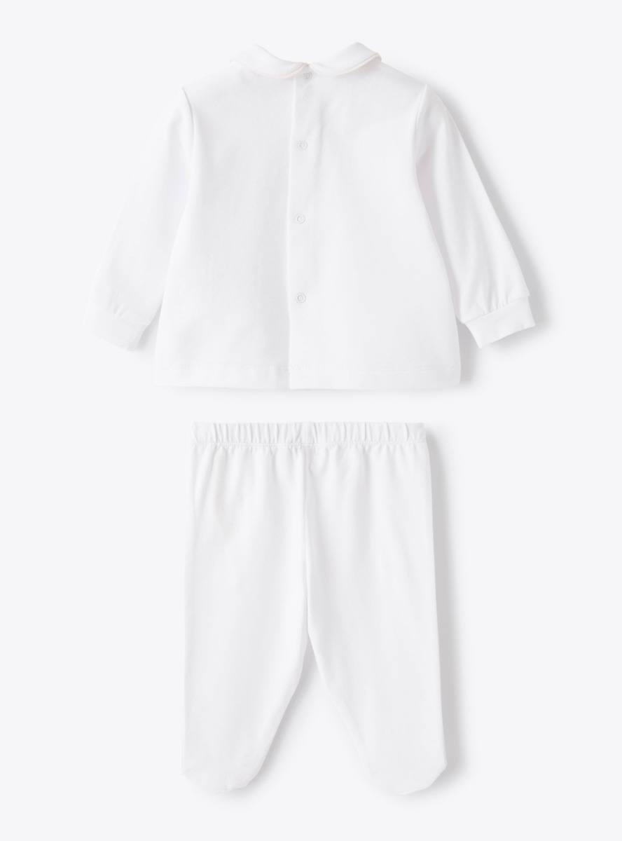 Romper suit in white with bear - White | Il Gufo