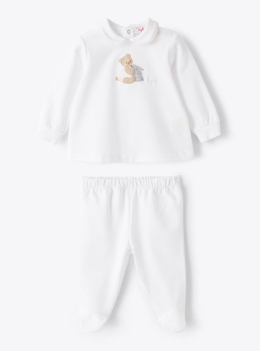 Romper suit in white with bear - White | Il Gufo