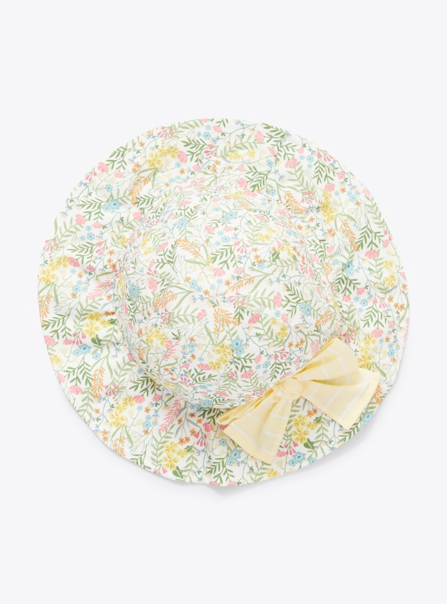 Cotton hat with floral print - Green | Il Gufo