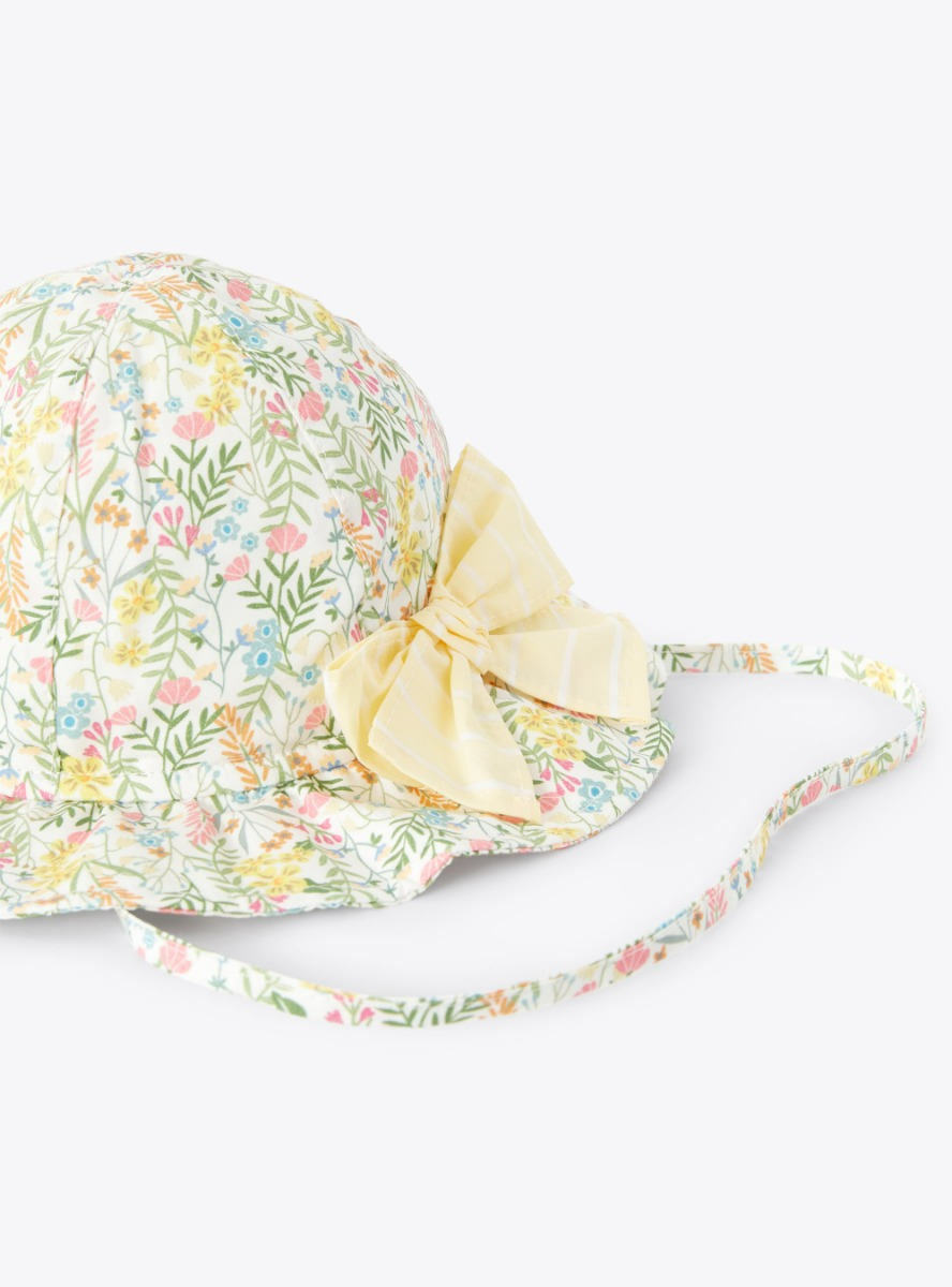 Cotton hat with floral print - Green | Il Gufo