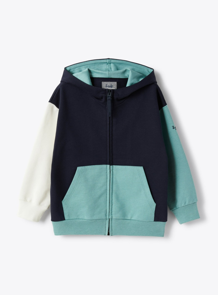 Zip-front sweatshirt in colour-block pattern - Sweatshirts - Il Gufo