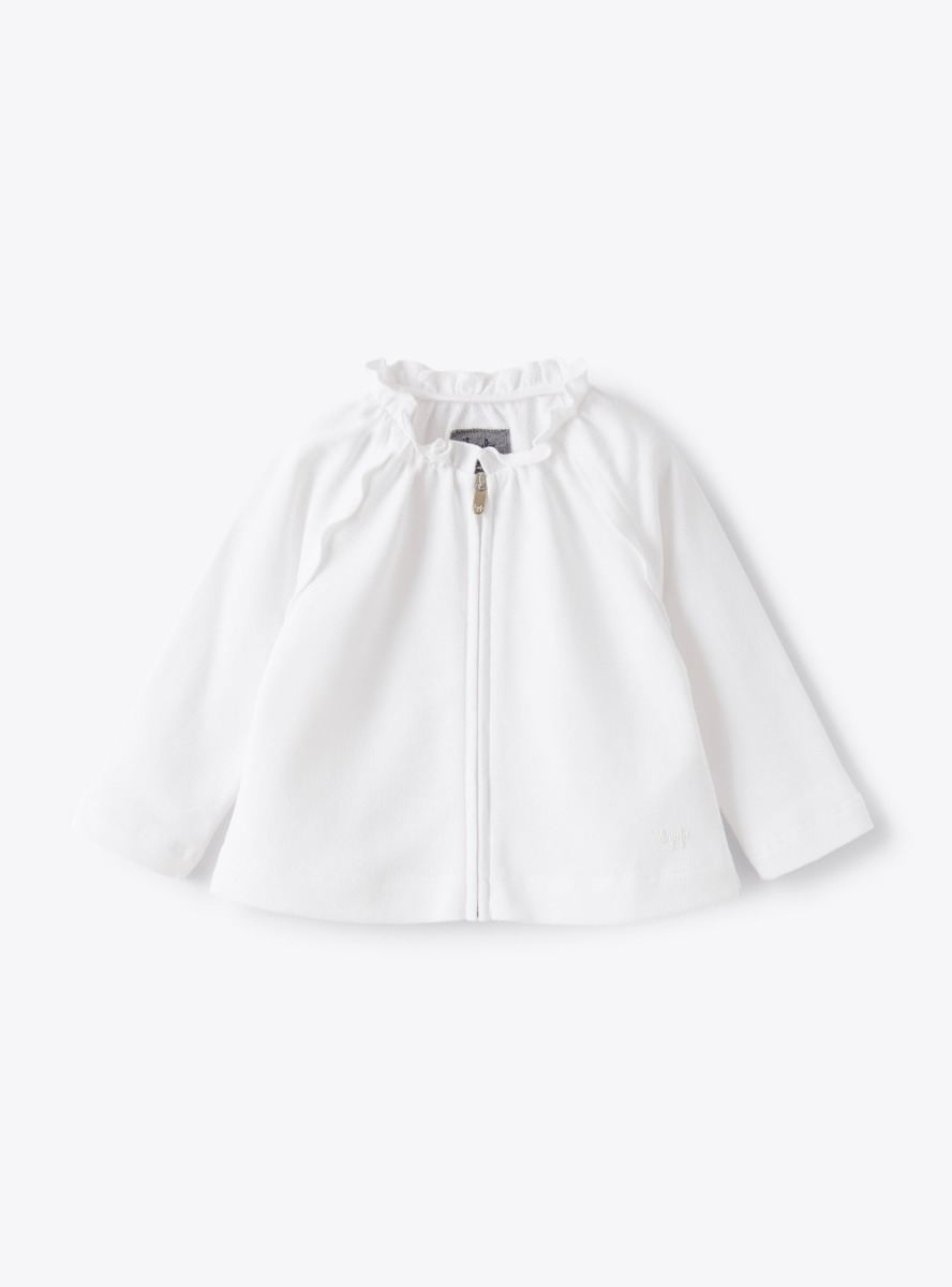 Baby girls’ jacket in white fleece - Sweatshirts - Il Gufo