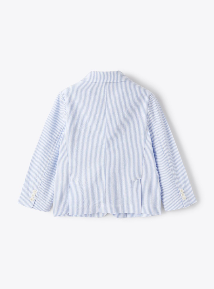Blazer in light-blue-striped seersucker - Light blue | Il Gufo