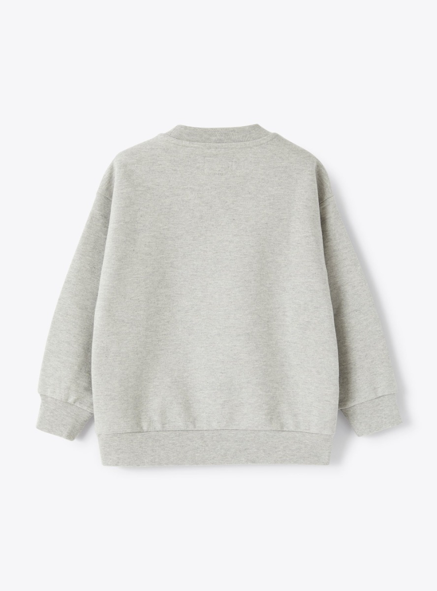Grey sweatshirt with French bulldog embroidery - Grey | Il Gufo