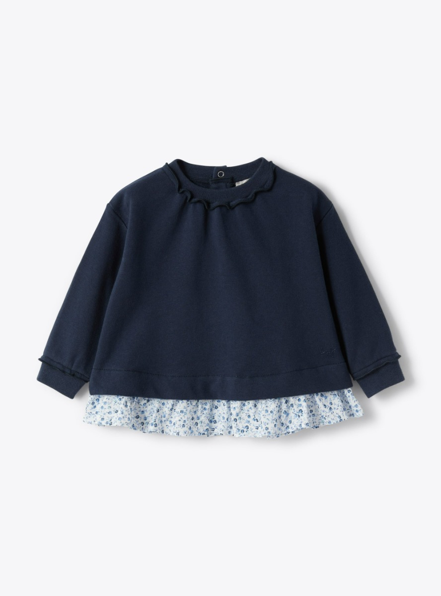 Baby girls’ sweatshirt with flounce in floral voile - Sweatshirts - Il Gufo