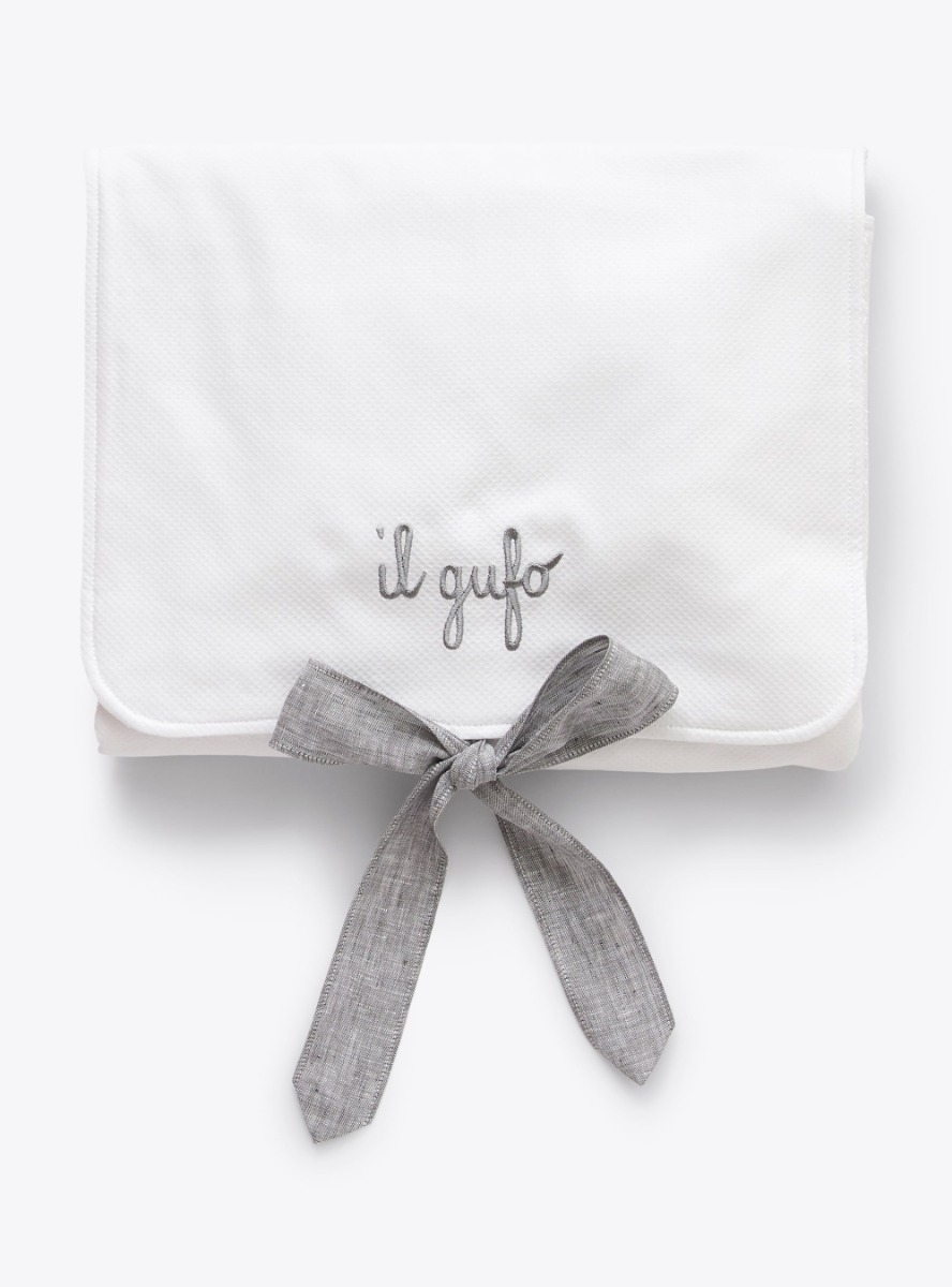 Changing-mat cover with bow detail - Grey | Il Gufo