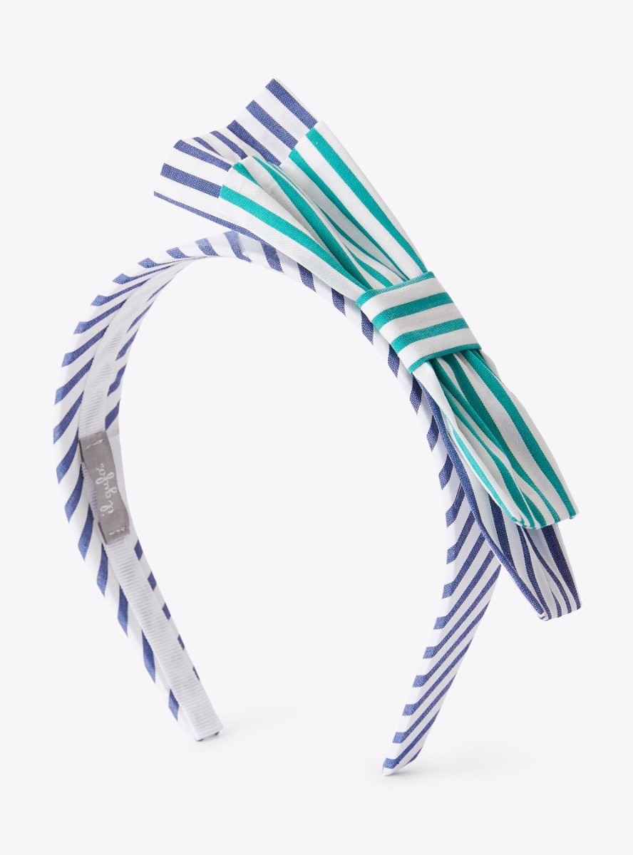 Headband with bow in stripe pattern - Blue | Il Gufo