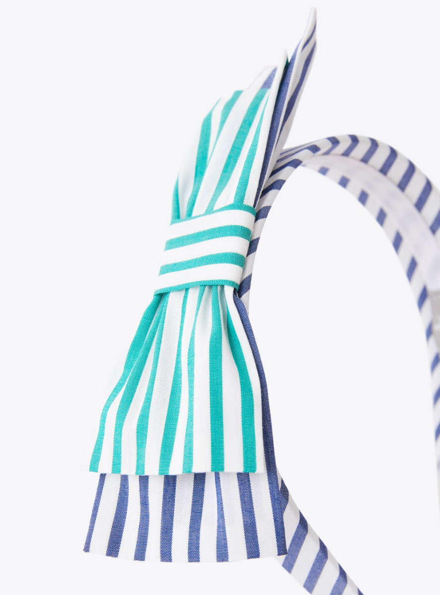 Headband with bow in stripe pattern - Blue | Il Gufo