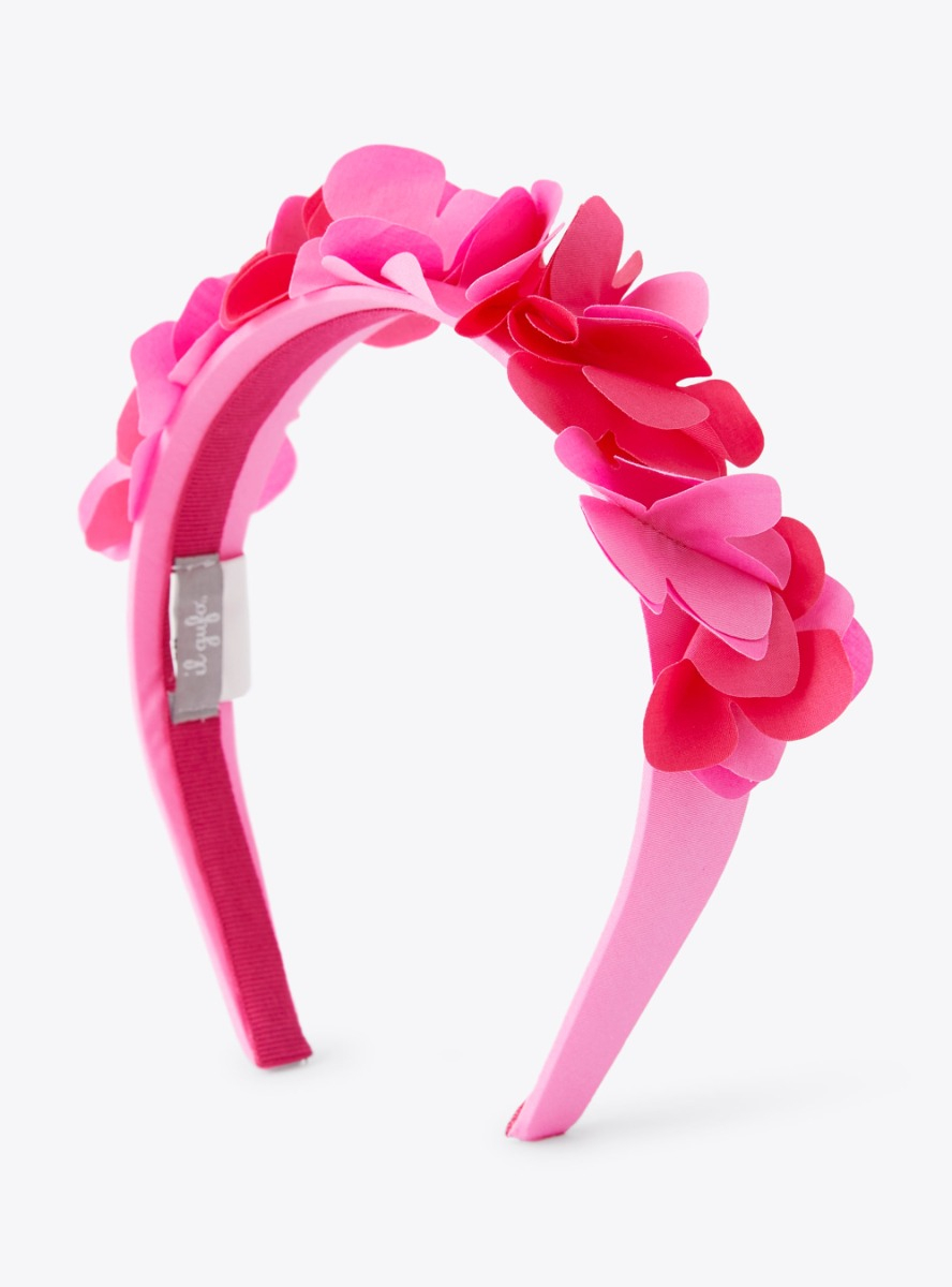 Headband with appliquéd flowers - Pink | Il Gufo