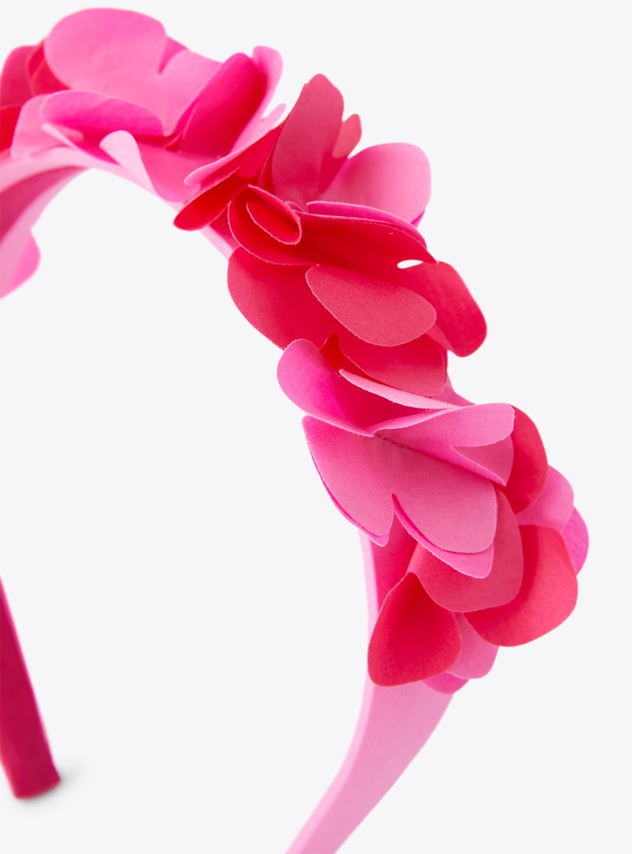 Headband with appliquéd flowers - Pink | Il Gufo